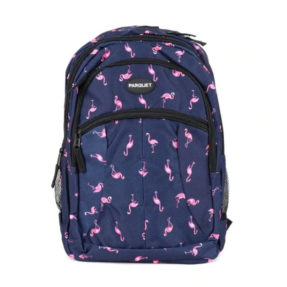 Flamingo -Navy & Pink Backpack/ Laptop Bag /School Bag- Multi-Compartment - NWT